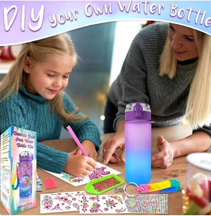 Unicorn waterfles kit - Versier je waterfles - Pimp je waterfles - Decoreer je waterfles - DIY Unicorn -Opfleuren van je waterfles - 600ml