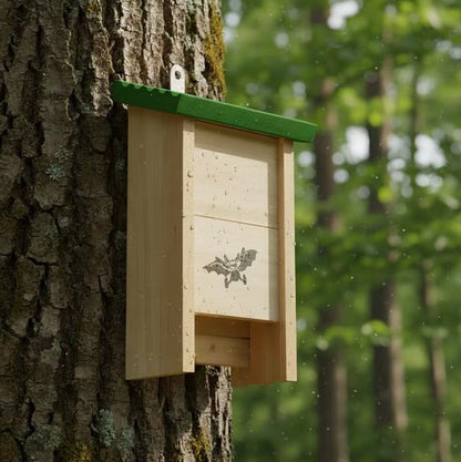 Set van 4 Vleermuiskasten van Hout – Vleermuishuis / Nestkast met Invliegopening – Voor Tuin en Gevel – 25 cm