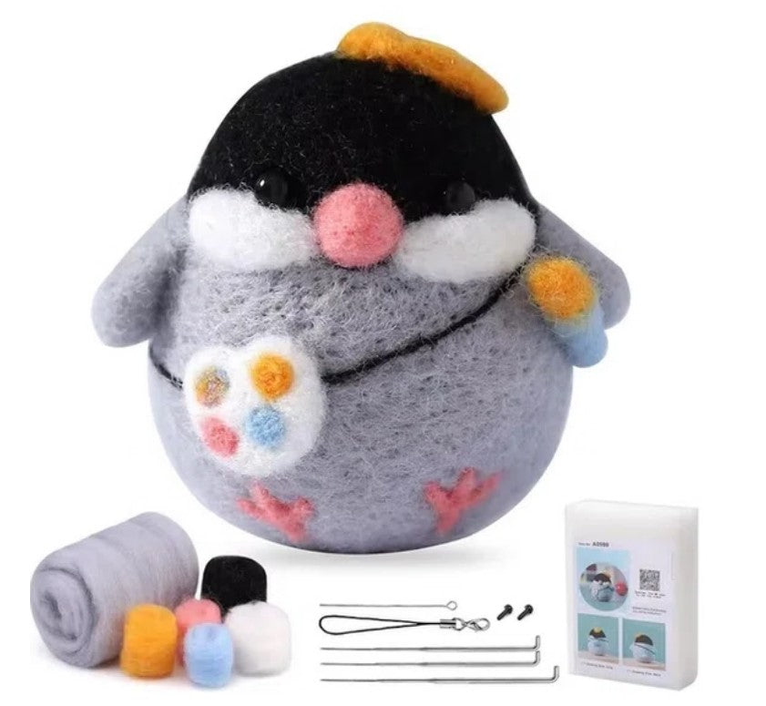 naaldvilten voor beginners - naaldvilt pakket 3 lieve kippetjes - naaldvilten voor starters - starterspakket naaldvilten