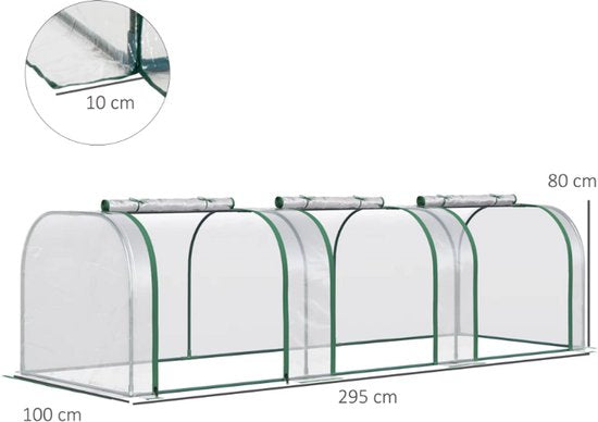 Mini tuinkas detail van stalen frame constructie met kunststof connectoren