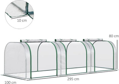 Mini tuinkas detail van stalen frame constructie met kunststof connectoren