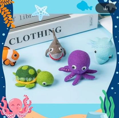 naaldvilten voor beginners - naaldvilt pakket lieve zeediertjes - naaldvilten voor starters - starterspakket naaldvilten