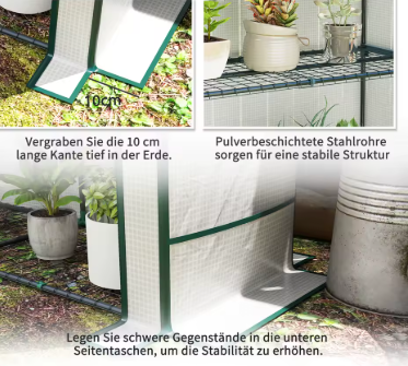 Dubbele Tuinkas 3 Niveaus – 144×48×152 cm – UV-bestendige PE Hoes 140g/m² – Roll-up Deur – Draagbaar Plantenparadijs voor Beginners
