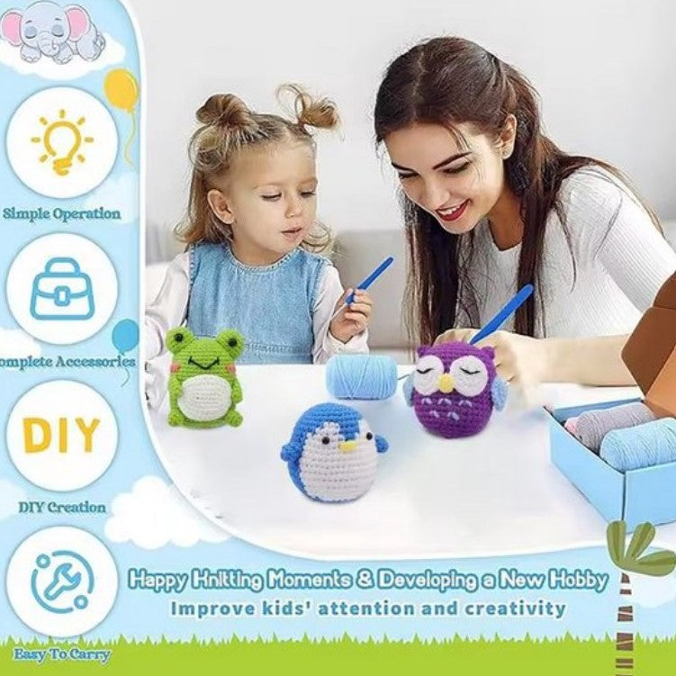 haken voor beginners - haakpakket 3 schattige dierenvriendjes - haken voor starters - starterspakket haken - haken voor liefhebbers