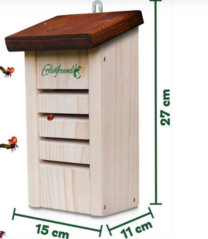 Insectenhuis Set – Vlinderhuis & Lieveheersbeestjeshuis – 100% Massief Duits Hout (2 cm) – Weerbestendig – Handgemaakt – Duurzaam Insectenhotel