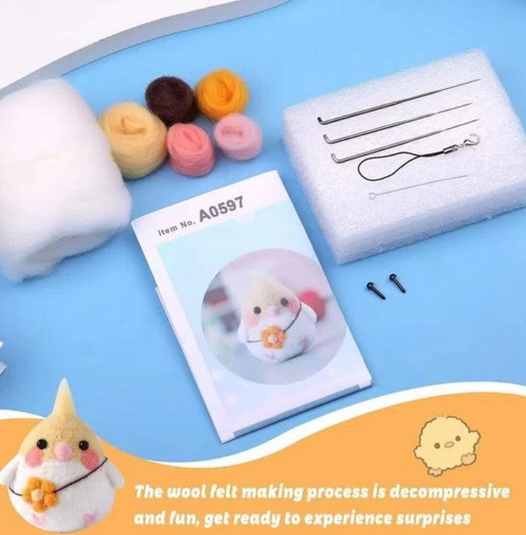 naaldvilten voor beginners - naaldvilt pakket 3 lieve kippetjes - naaldvilten voor starters - starterspakket naaldvilten