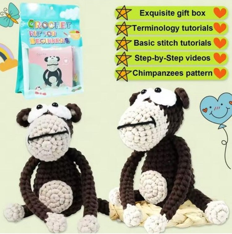Haken voor Beginners – Starterspakket Schattig Aapje | Haakpakket voor Starters en Liefhebbers