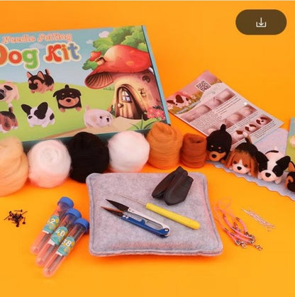 naaldvilten voor beginners - naaldvilt pakket lieve hondjes - naaldvilten voor starters - starterspakket naaldvilten