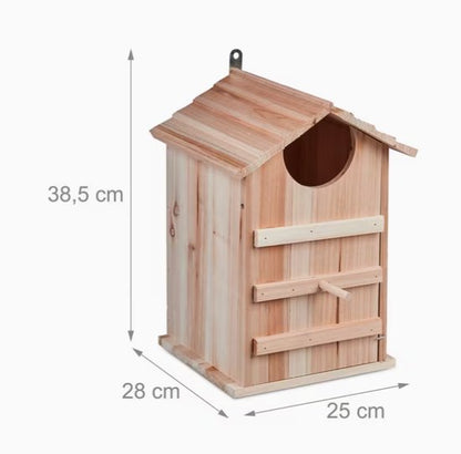 Uilenkast van Hout – Nestkast voor Steenuil en Kleine Uilen – Weerbestendig Vogelhuis met Klapdeur – 38,5 cm hoogte