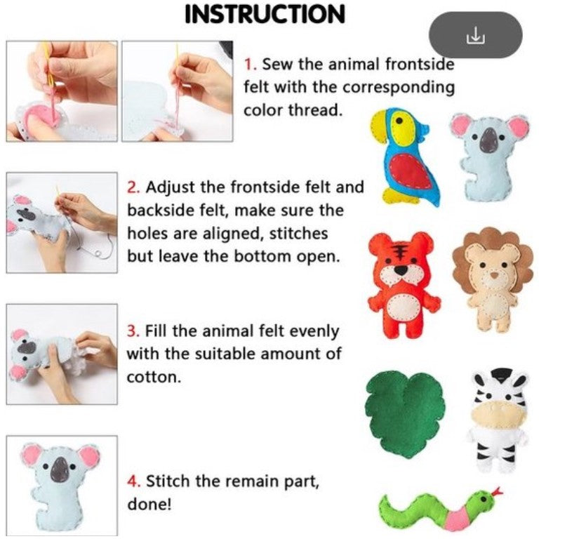 naaien voor beginners - naaipakket schattige jungledieren - naaien voor starters - starterspakket naaien