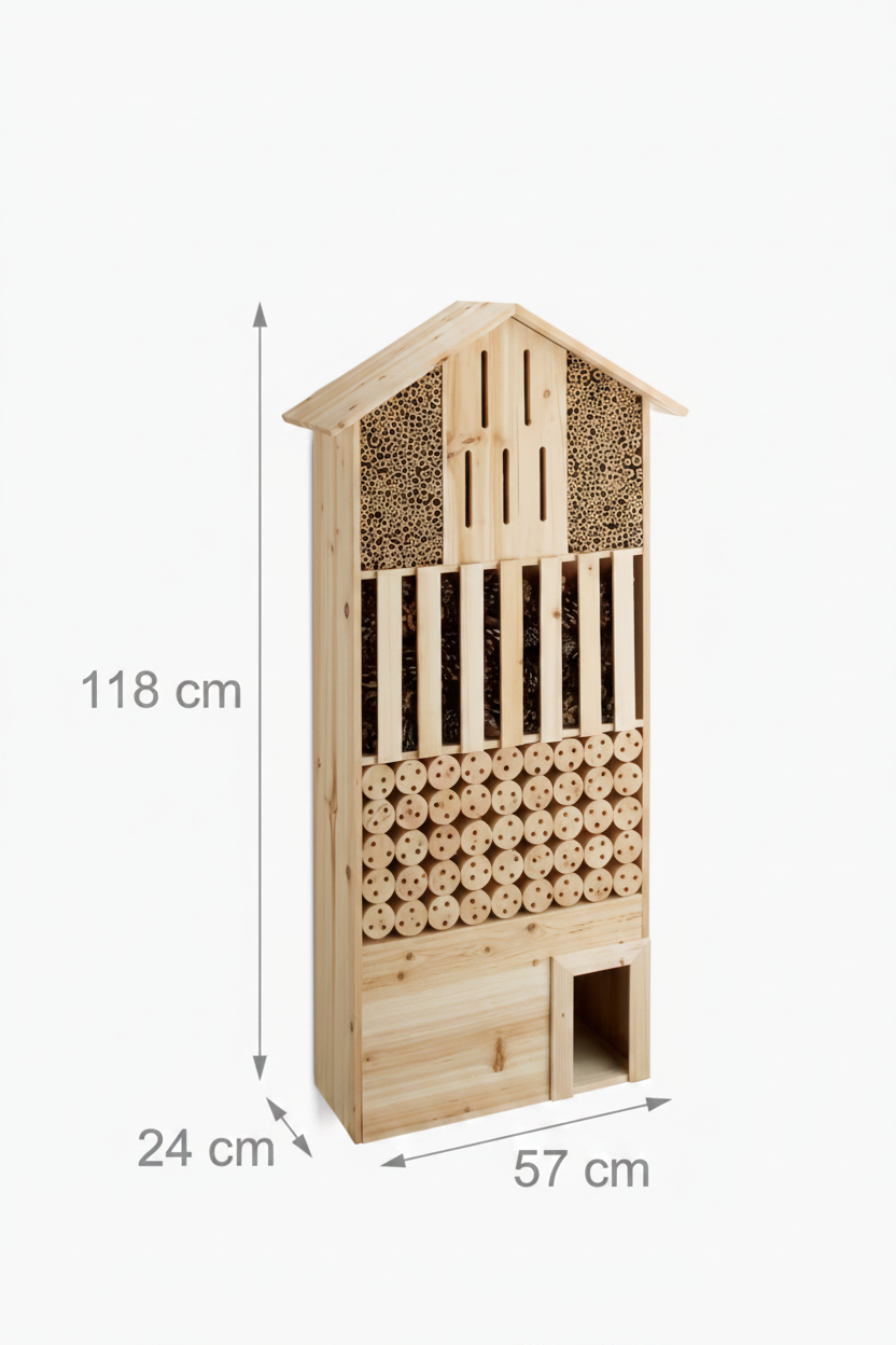 Insectenhotel met afmetingen 118x57x24 cm