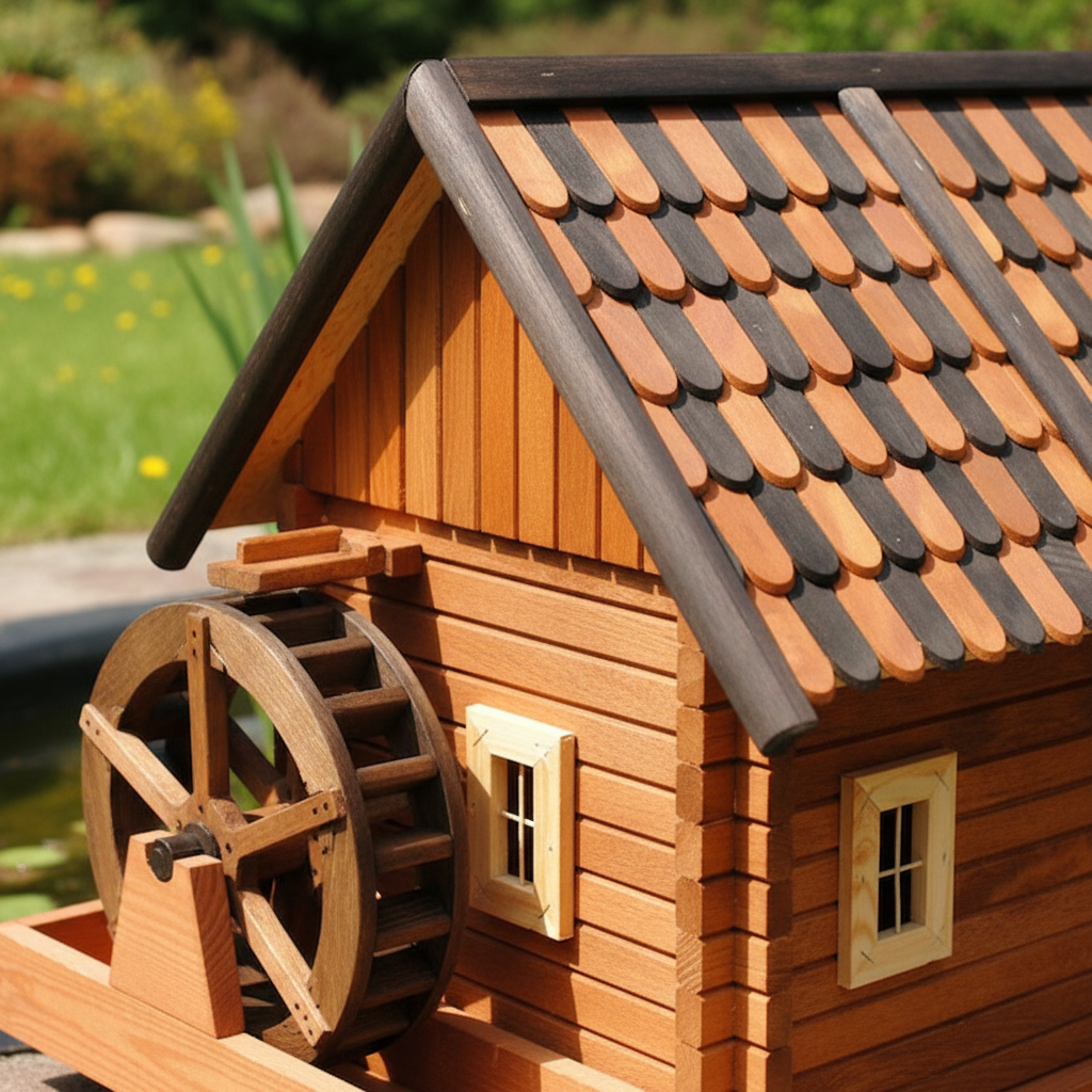 Close-up details handgemaakte houten watermolen
